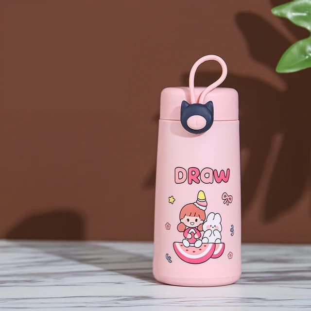 Cute Unicorn Glass Water Bottle (300 ml, 1 Piece) Multicolor
