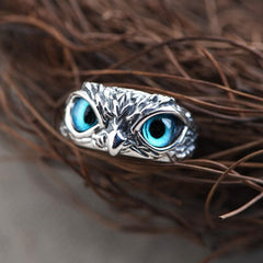 SILVER PLATED OWL RING - ADJUSTABLE SIZE