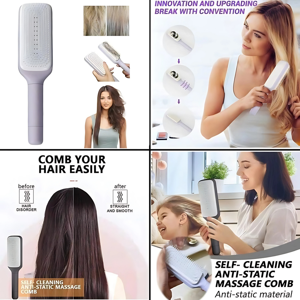 Self-cleaning Anti-static Massage Comb-Pack of 1