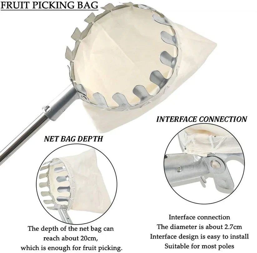 Premium Fruit Picker Basket Tool with Storage Bag