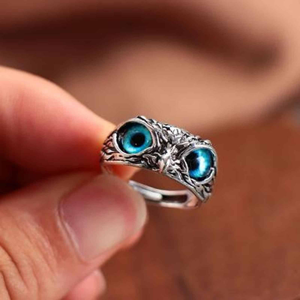 SILVER PLATED OWL RING - ADJUSTABLE SIZE