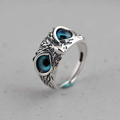 SILVER PLATED OWL RING - ADJUSTABLE SIZE