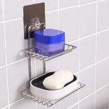 Double Layered  Stainless Steel Soaps Storage Rack with Hook
