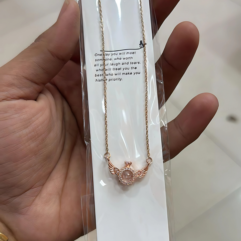 Rose Gold Angel Wings Pendant Chain