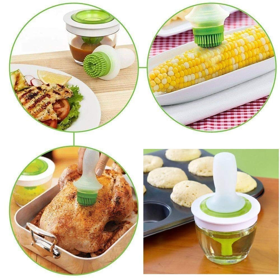 Cooking Oil Dispenser With Barbeque Brush