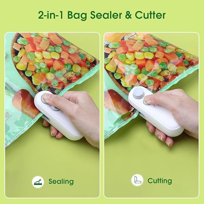 Portable Mini Sealing Machine 2 in 1 USB Rechargeable Magnetic Bag Sealer Heat Seal with Cutter