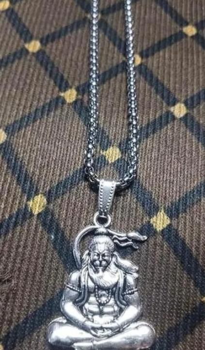 Meditation Hanuman Ji Oxidised Silver Locket