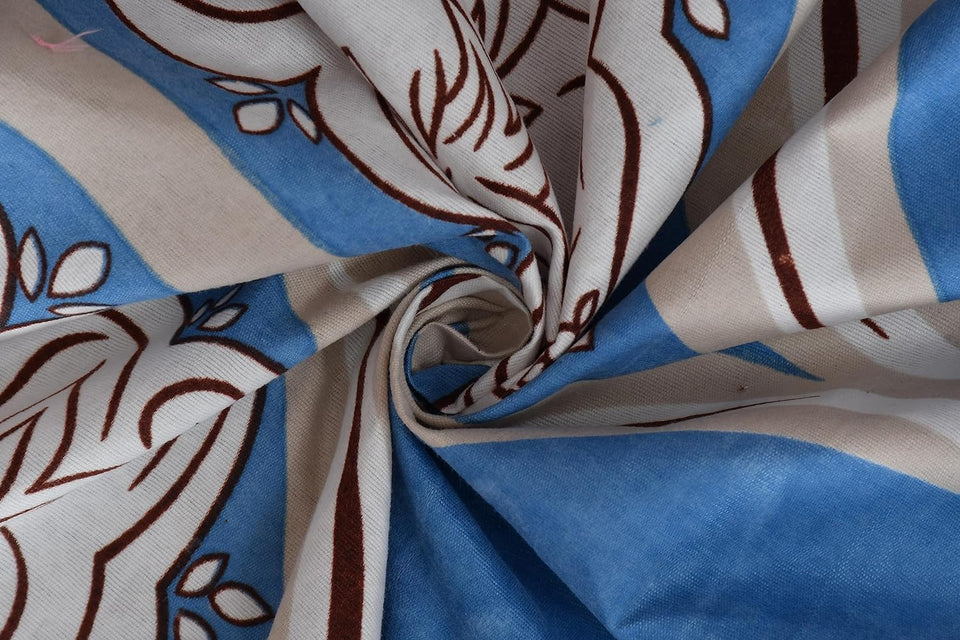 Blue Damask Blue Check King Size Double Bed Elastic Fitted Premium Bedsheet