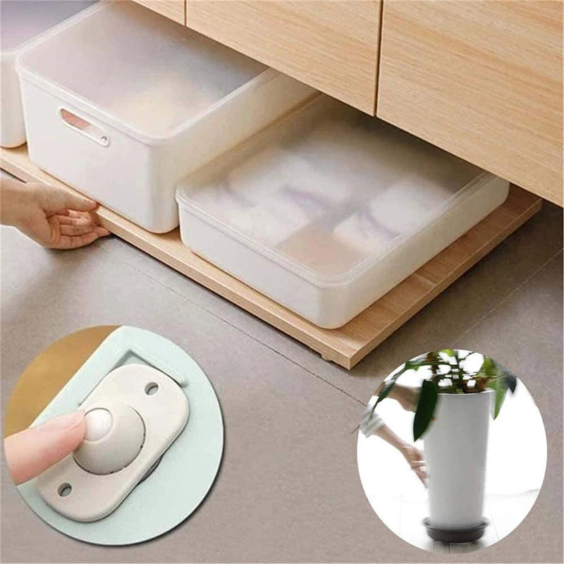 360° Adhesive Reusable Mini Swivel Wheels (Pack of 8 Wheels)