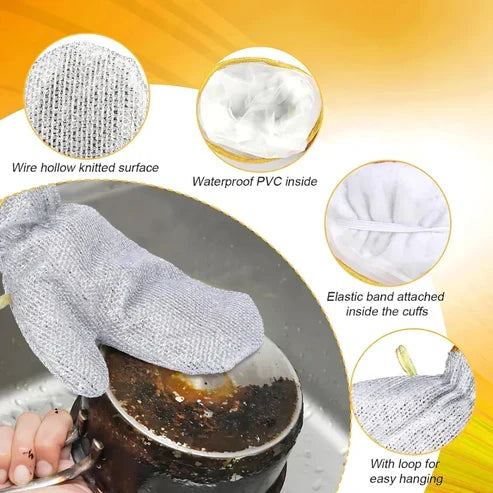 Wire Dishwashing Gloves (Pack of 2) (Premium Quality)